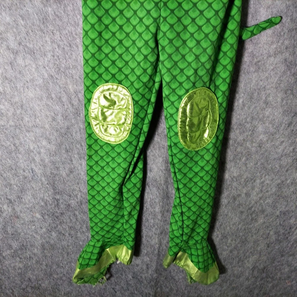 PJ Masks Gekko Costume 5 6‎ Jumpsuit Mask Tail Halloween Dress Up Embroidered